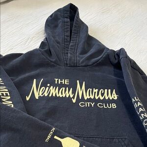 Neiman Marcus City Club Navy Hoodie with Yellow Print